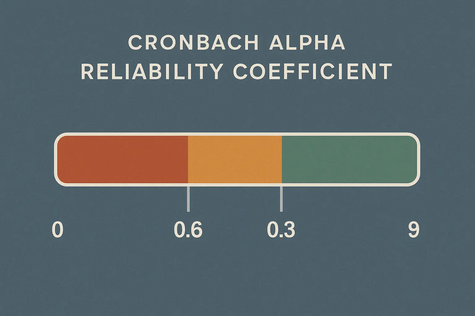 Illustration du coefficient alpha de Cronbach : zones de fiabilité de 0 à 1 pour valider une échelle de Likert composite