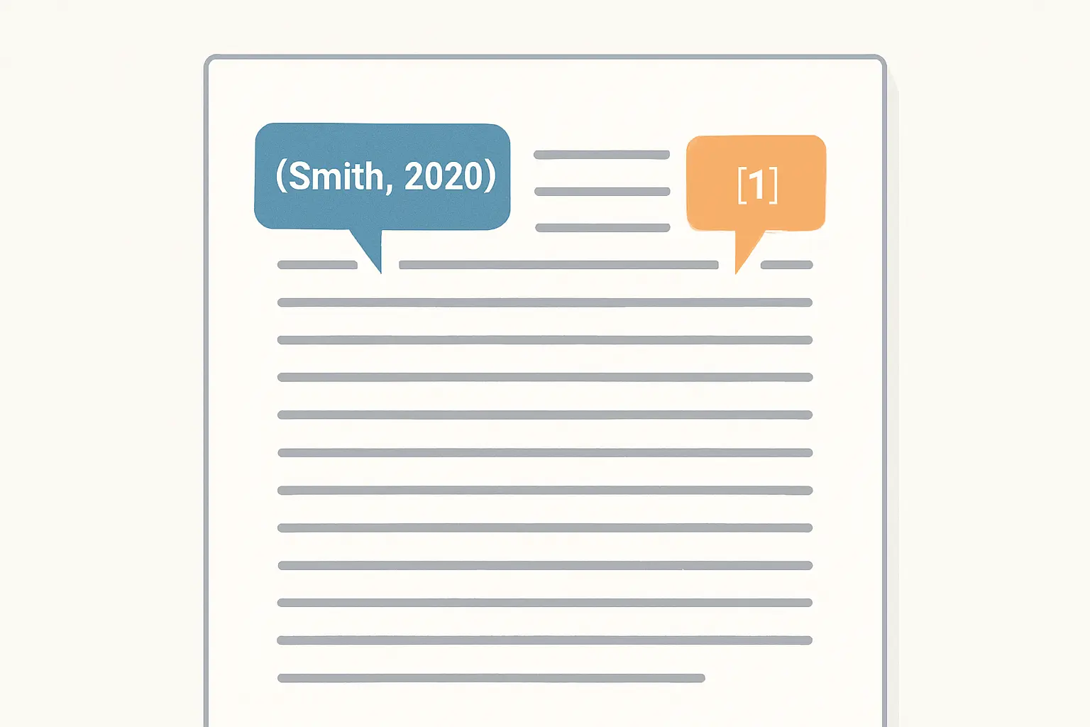 Formats des appels de citation dans le texte selon APA 7 et ISO 690 : (Auteur, année) en APA versus [1] en ISO numérique — illustration des deux systèmes de renvoi bibliographique