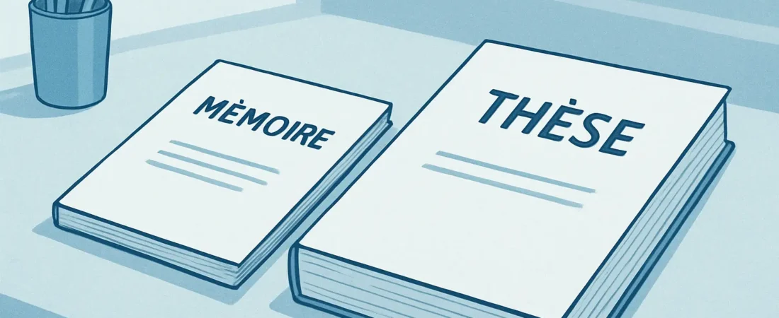 Différence entre mémoire et thèse en 2026 : définitions, niveau et longueur