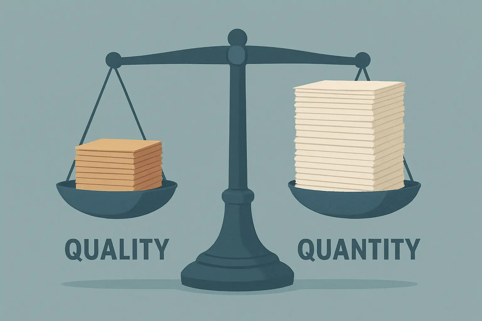 Balance qualité versus quantité dans la rédaction académique : un mémoire dense et bien construit prime sur un mémoire volumineux mais dilué — l'argumentation compte plus que le nombre de pages