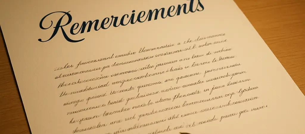 Remerciements de mémoire en 2026 : 10 exemples et modèle à personnaliser