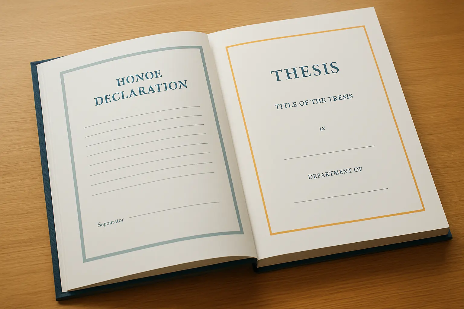 Page de déclaration sur l'honneur signée insérée au début d'un mémoire universitaire