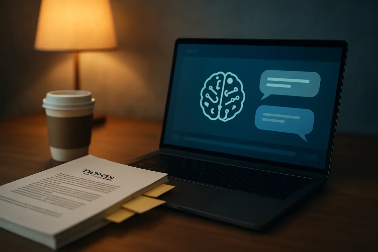Étudiant comparant ChatGPT et Gemini sur un ordinateur portable pour rédiger son mémoire