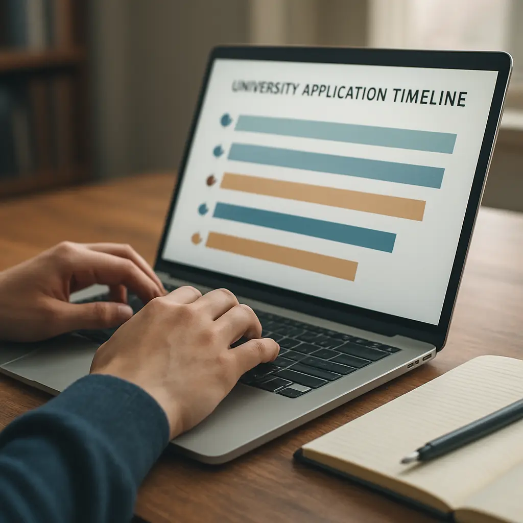 Étudiant consultant le calendrier de la plateforme Mon Master sur un ordinateur portable