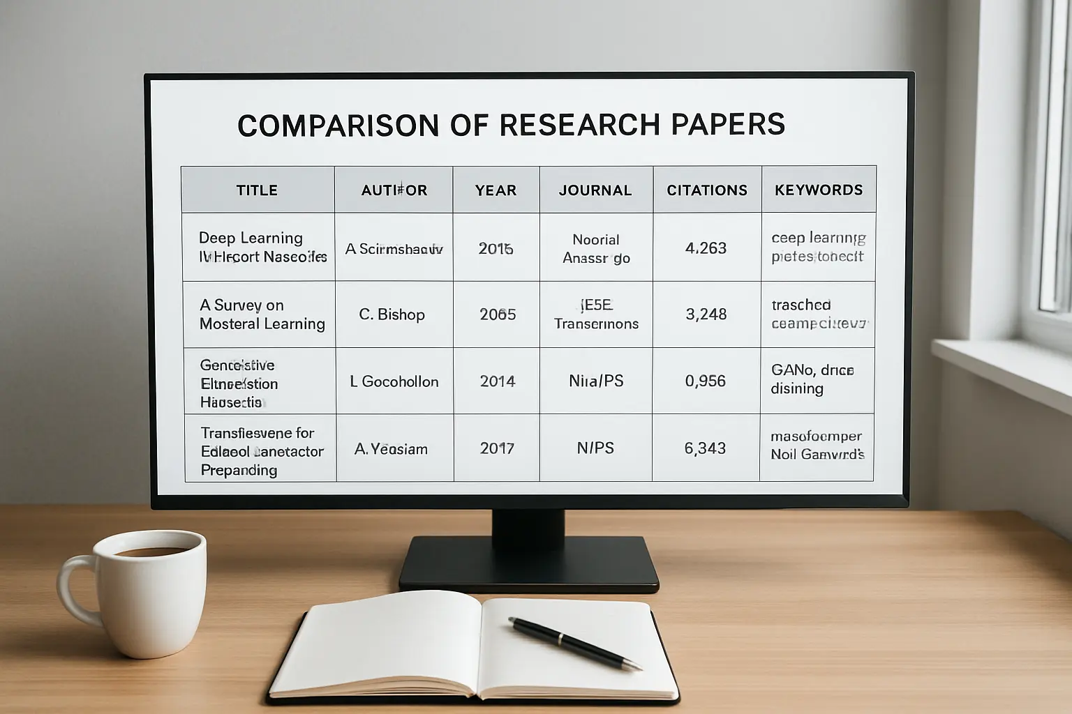 Tableau comparatif d'articles scientifiques avec méthodes, échantillons et résultats extraits