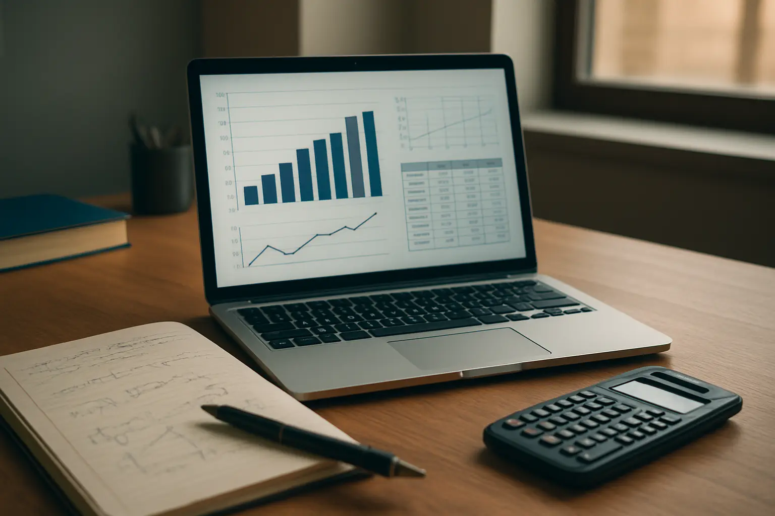 Étudiant analysant des données statistiques sur ordinateur avec des graphiques et tableaux