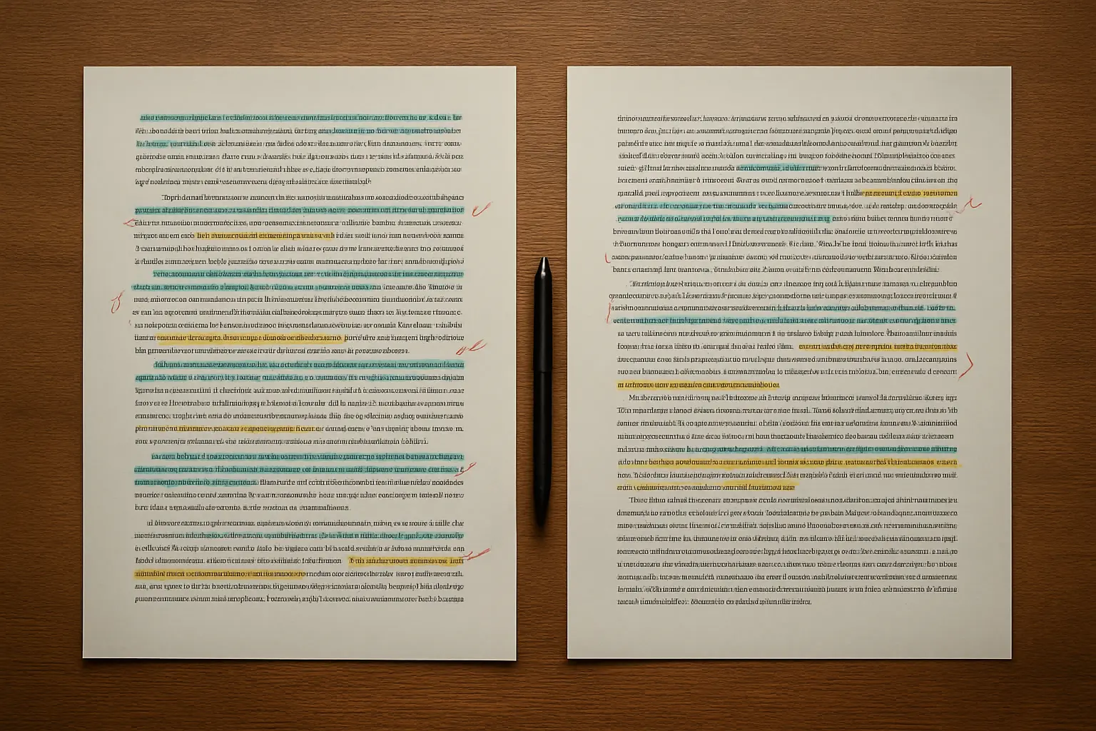 Deux exemples de résumés de mémoire annotés côte à côte