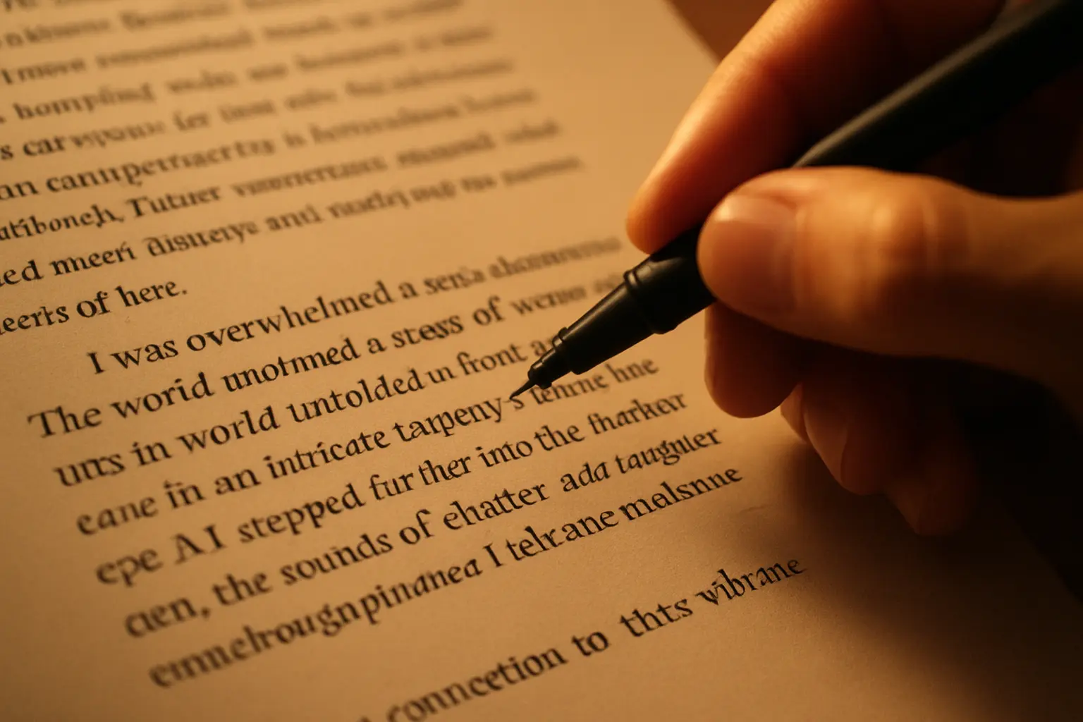 Paragraphe de transition annoté à la main entre deux sections d'un mémoire imprimé