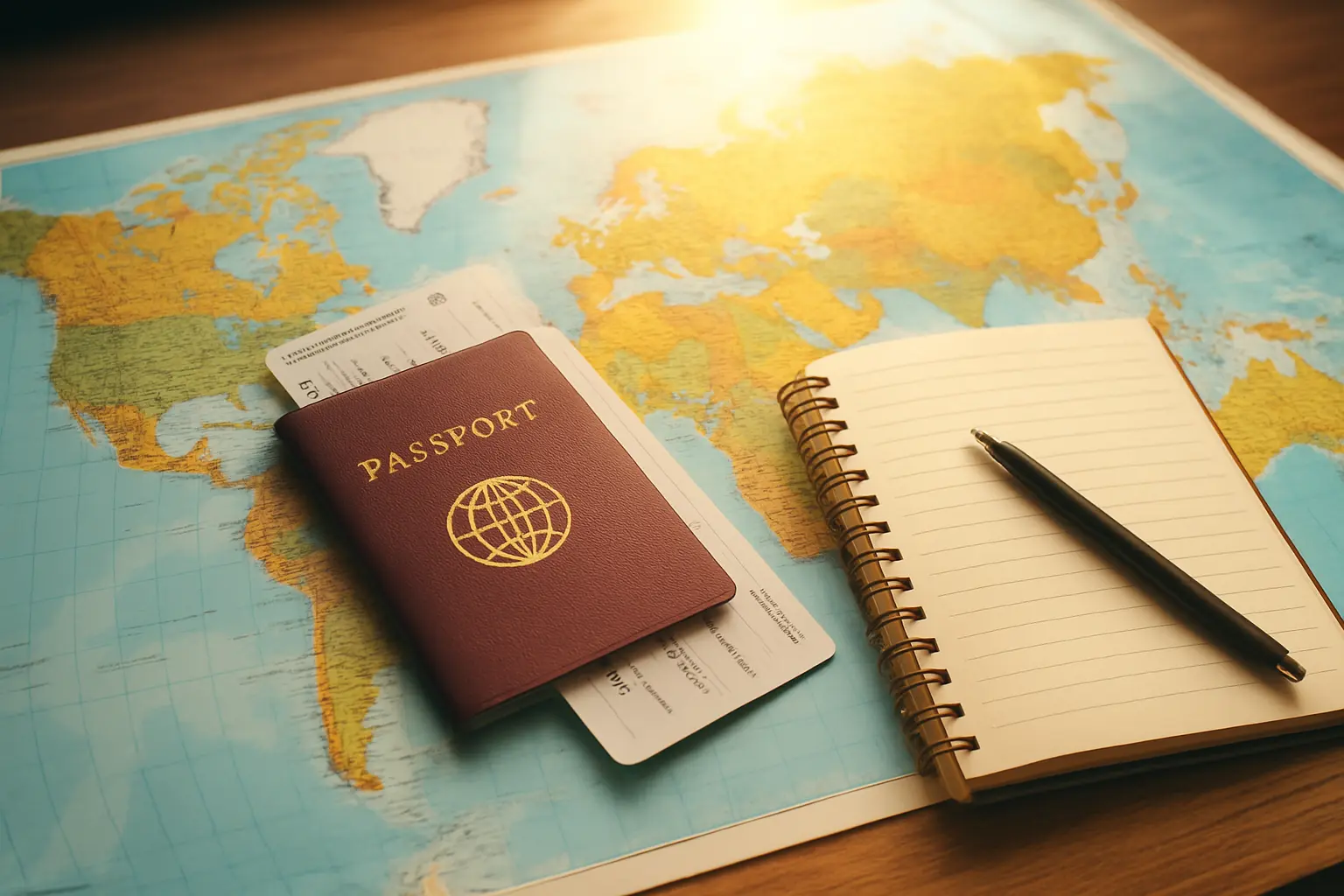 Carte du monde et passeport symbolisant la mobilité étudiante internationale vers la France