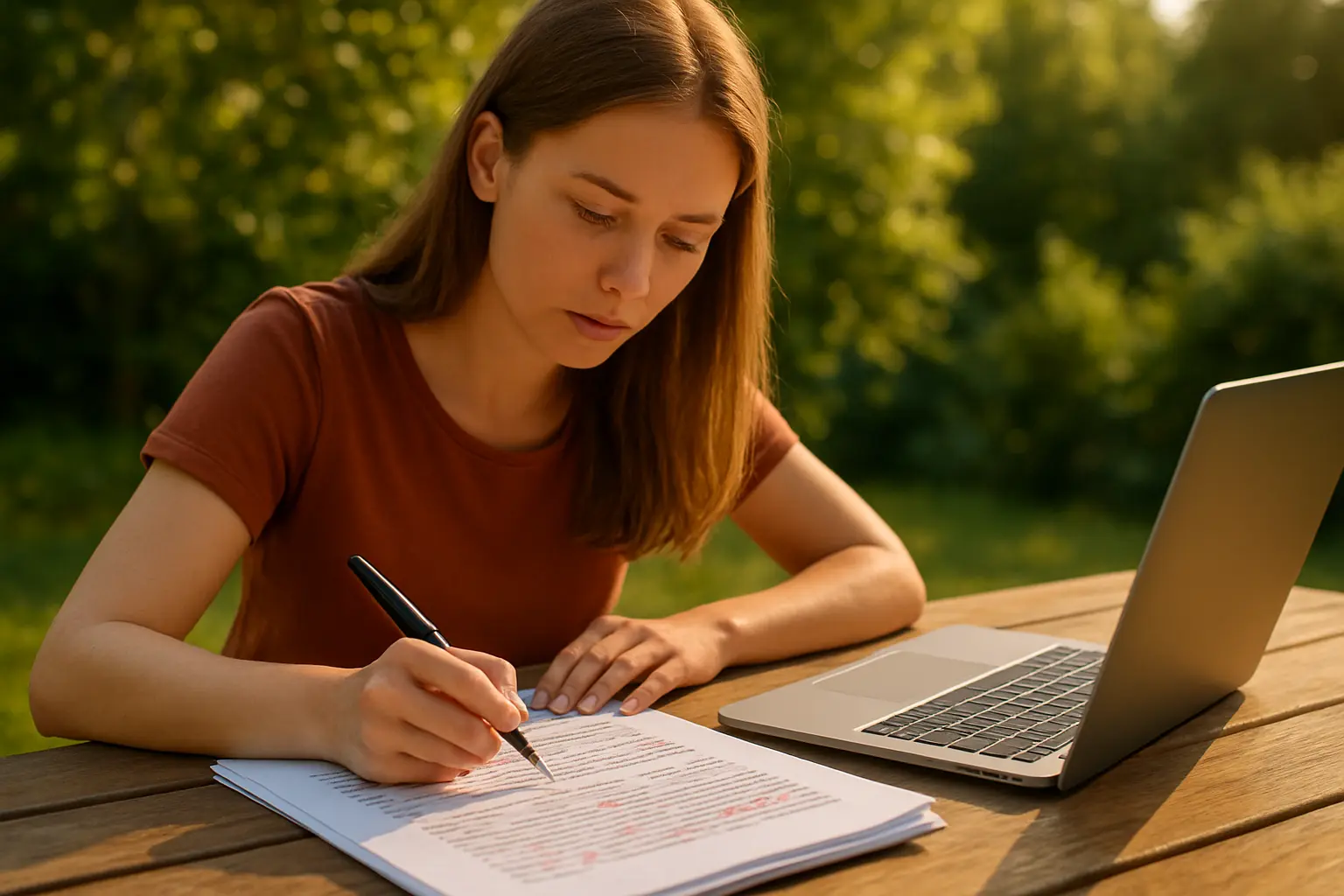 Étudiant révisant son mémoire pendant l'été en vue de la seconde session de soutenance