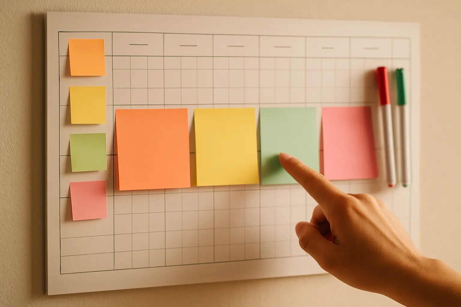 Calendrier mural annoté avec les grandes étapes de rédaction d'un mémoire