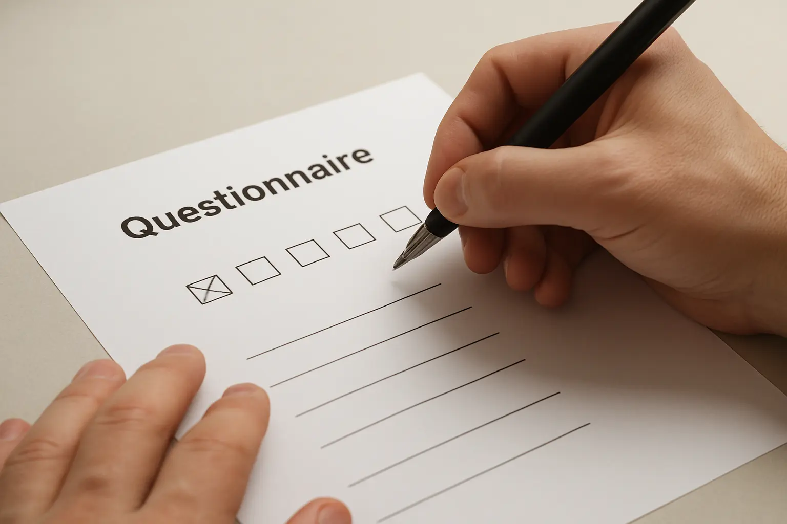 Personne remplissant un questionnaire papier anonyme, illustrant le biais de désirabilité sociale