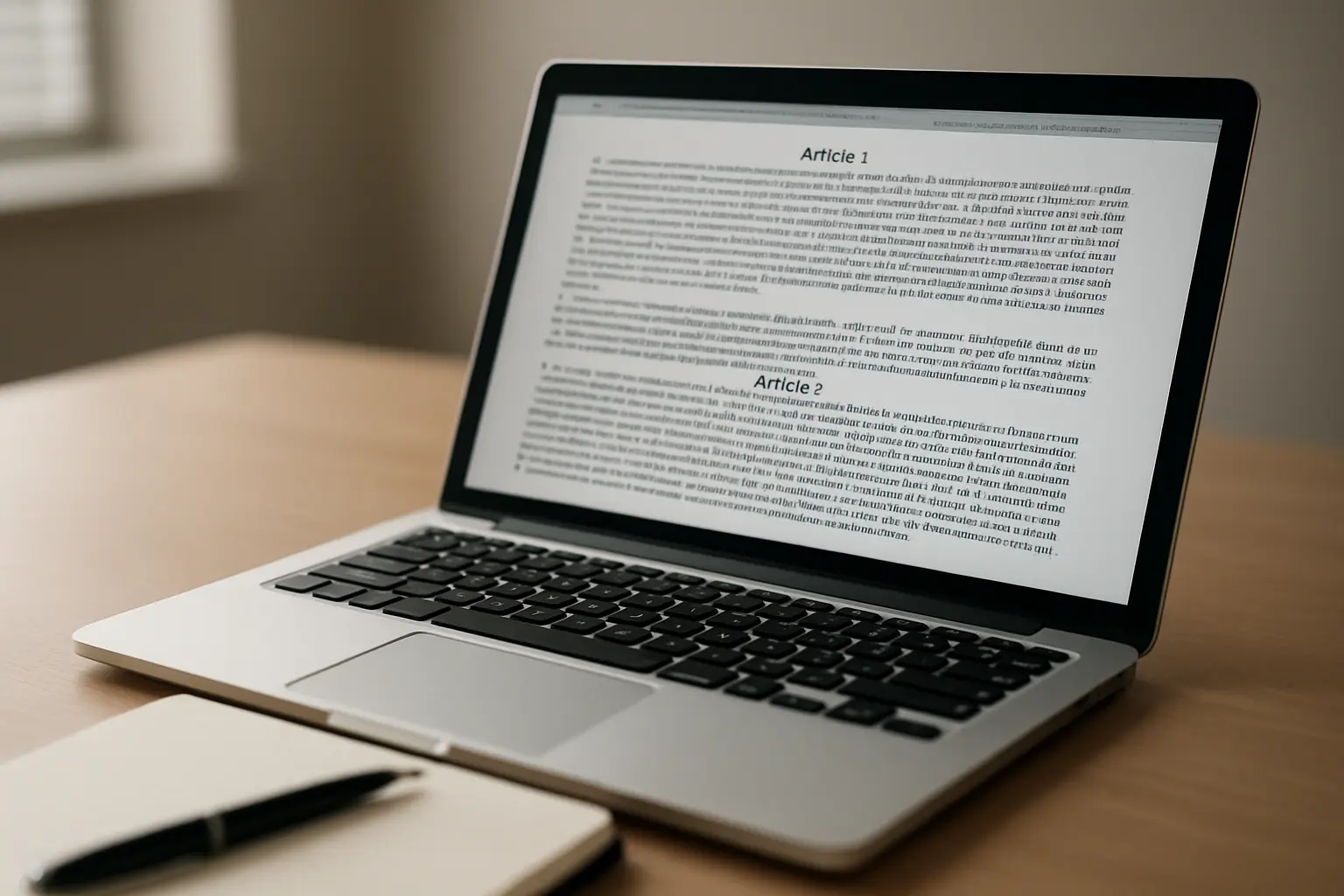 Écran affichant un texte juridique officiel consulté en ligne pour une référence bibliographique