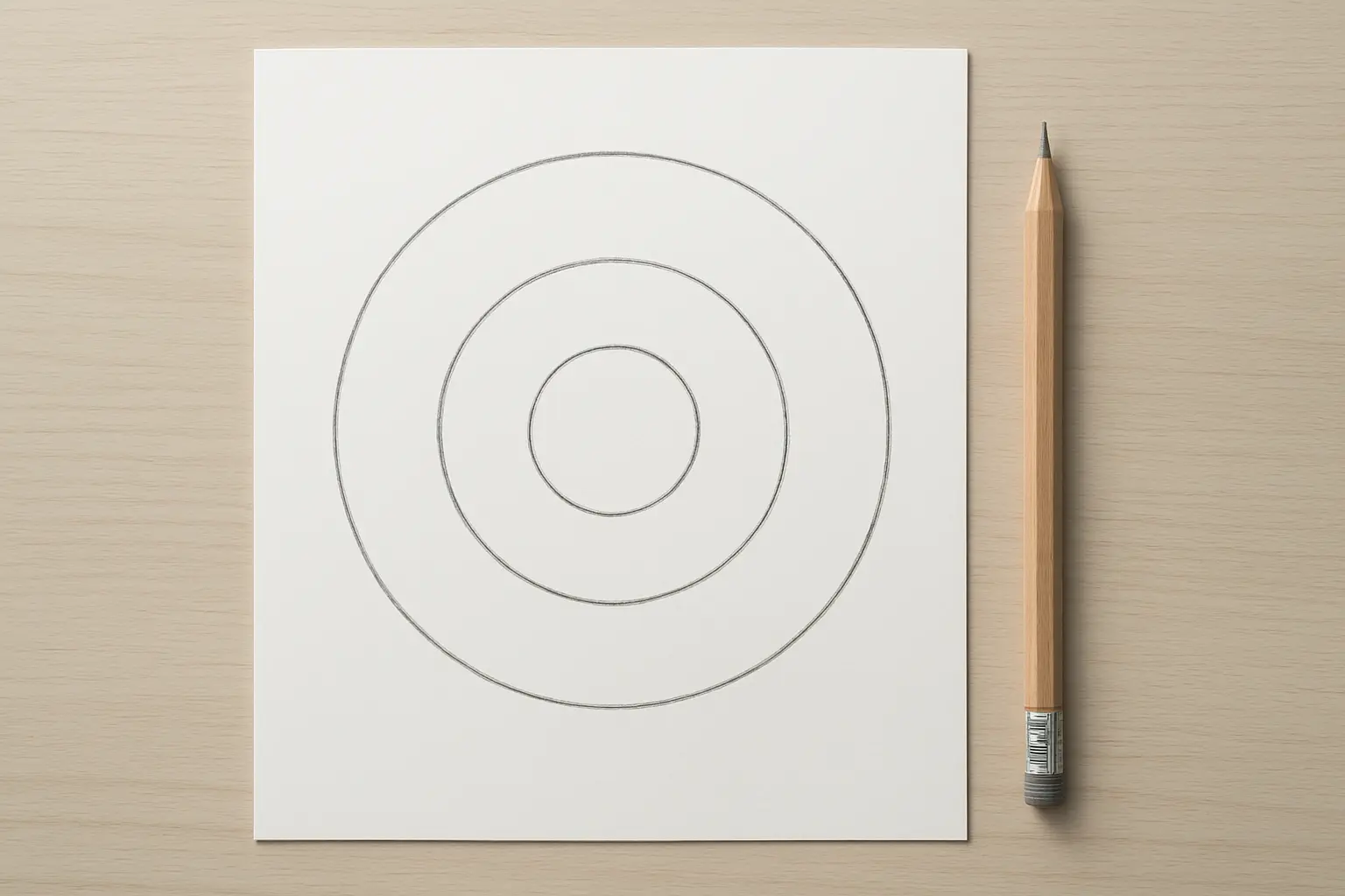 Trois cercles concentriques tracés au crayon représentant la population cible, la population accessible et l'échantillon