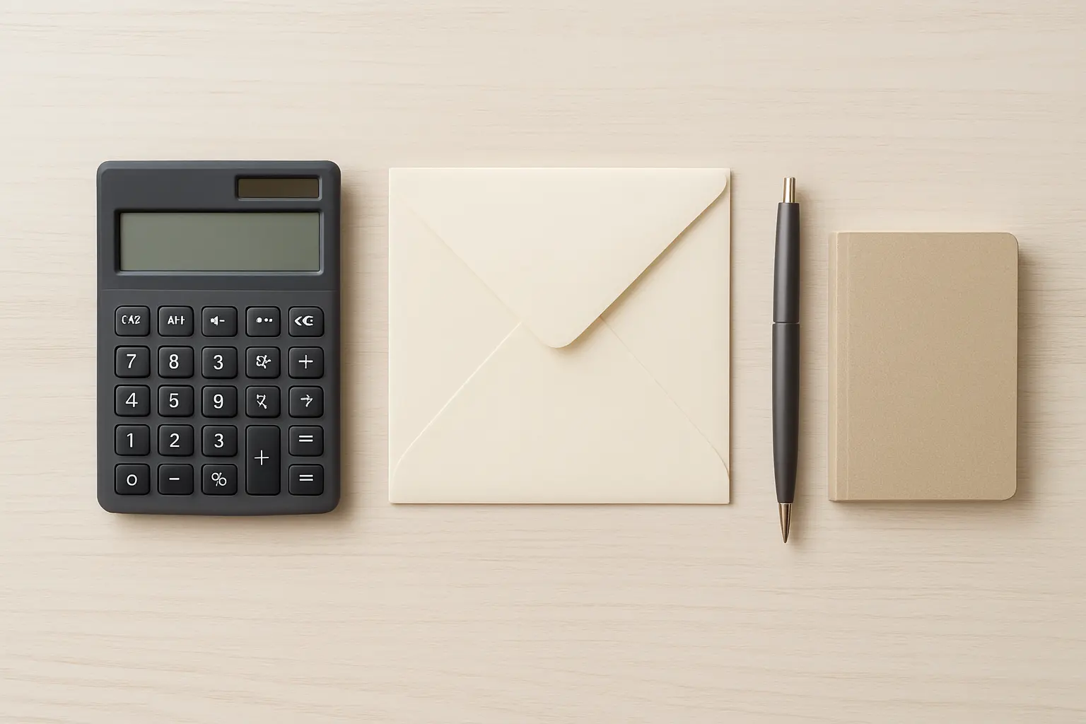 Calculatrice, avertissement-extrait de rôle et carnet posés sur une table pour vérifier le plafond de revenus du ménage